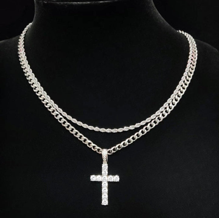 New! Cross Pendant Chain Set