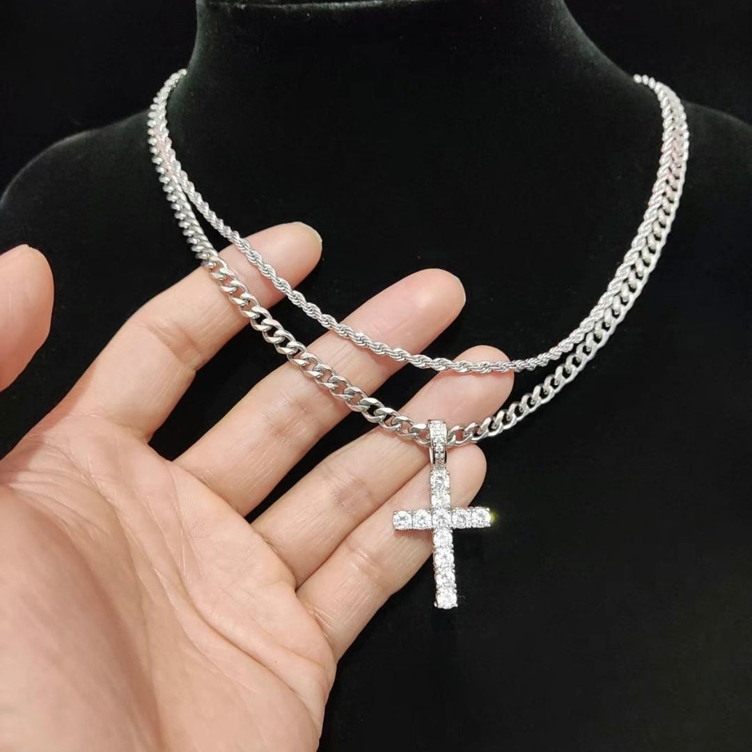 New! Cross Pendant Chain Set