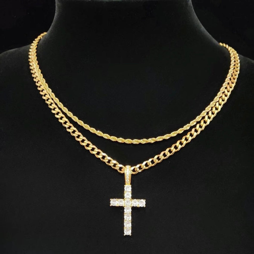 New! Cross Pendant Chain Set