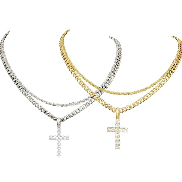 New! Cross Pendant Chain Set