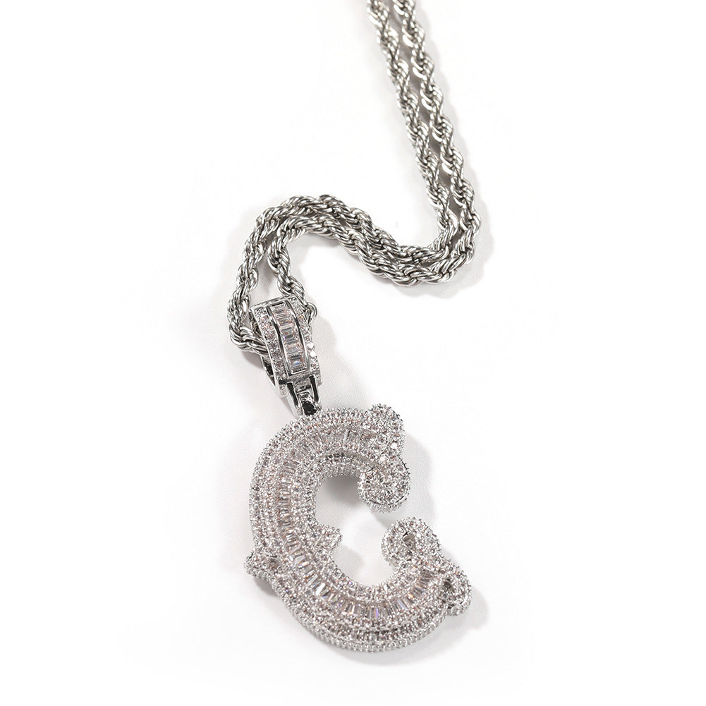 Baguette Initial Pendant