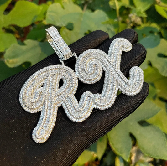 CUSTOM BAGUETTE DIAMOND CURSIVE PENDANT